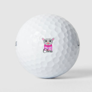 Simple colourful animal watercolor add name custom golf balls