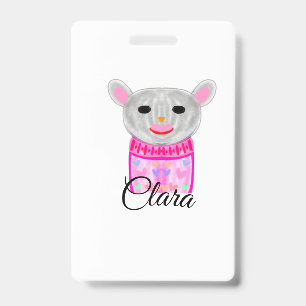 Simple colourful animal watercolor add name custom ID badge
