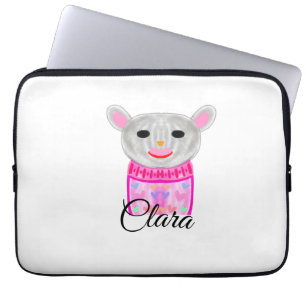 Simple colourful animal watercolor add name custom laptop sleeve