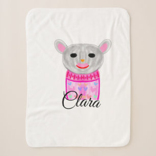 Simple colourful animal watercolor add name custom sherpa blanket