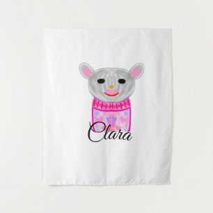 Simple colourful animal watercolor add name custom tapestry