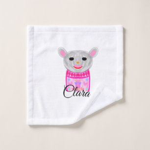 Simple colourful animal watercolor add name custom wash cloth