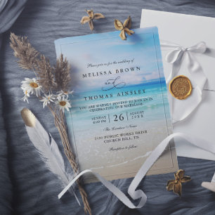 Simple Colourful Beach Elegant Destination Wedding Invitation