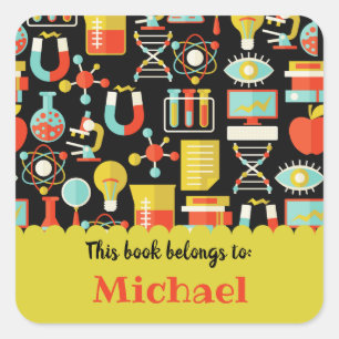 Simple Colourful Books Pattern Personalised label