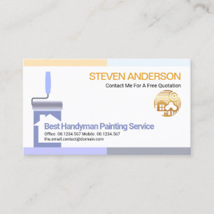 Simple Colourful Borders Roller Brush Painting  Business Card