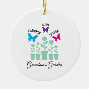 Simple Colourful Butterflies Grandchildren Grandma Ceramic Tree Decoration