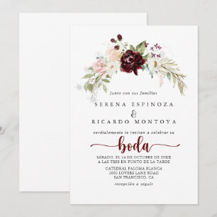 Simple Colourful Classic Floral Spanish Wedding  Invitation