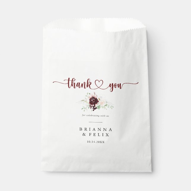 Simple Colourful Classic Floral Thank You Wedding  Favour Bags (Front)