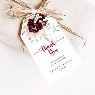 Simple Colourful Classic Floral Wedding Thank You  Gift Tags