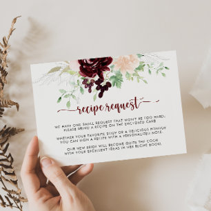 Simple Colourful Classic Wedding Recipe Request   Enclosure Card