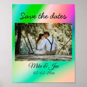 simple colourful custom save the date photo name i poster