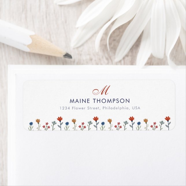 Simple Colourful Flowers Script Monogram Name (Insitu)
