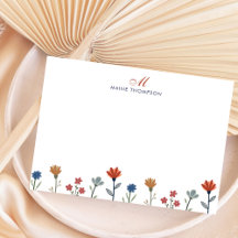 Simple Colourful Flowers Script Monogram Stripes