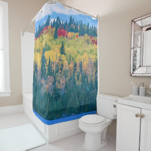 Simple Colourful Forest Trees Acrylic Artwork Shower Curtain