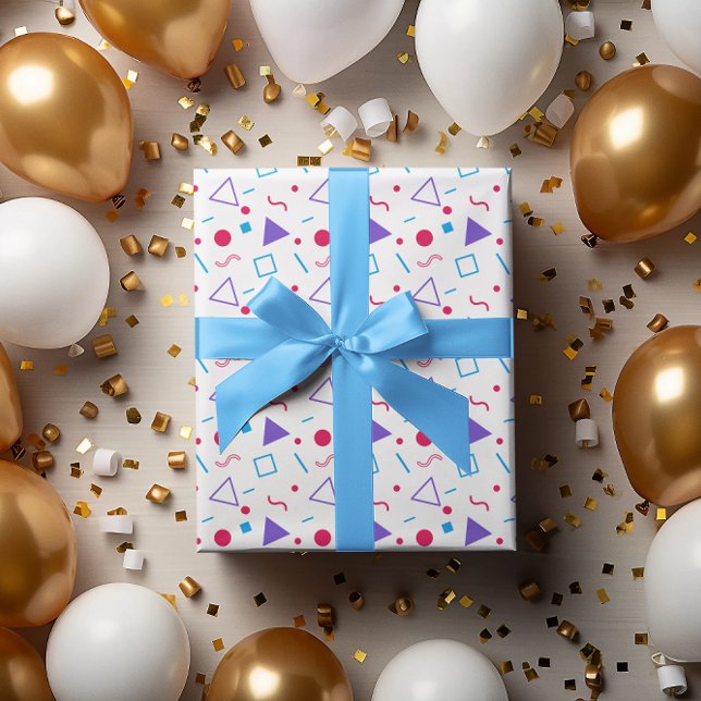 Simple Colourful Geometric Pattern Birthday Gift Wrapping Paper (Creator Uploaded)