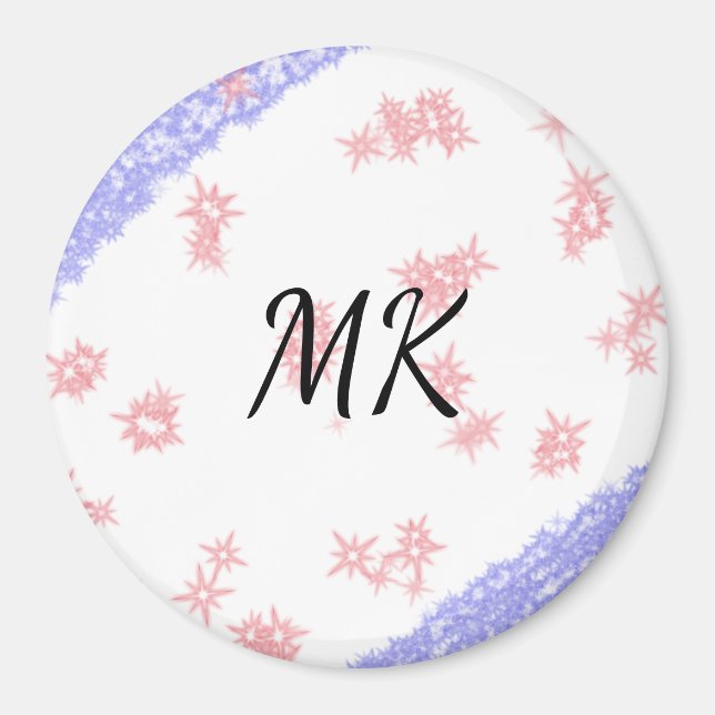 Simple colourful glitter spark pattern add monogra magnet (Front)