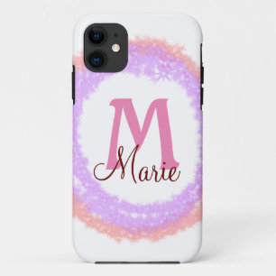 Simple colourful glitter sparkle add name monogram iPhone 11 case