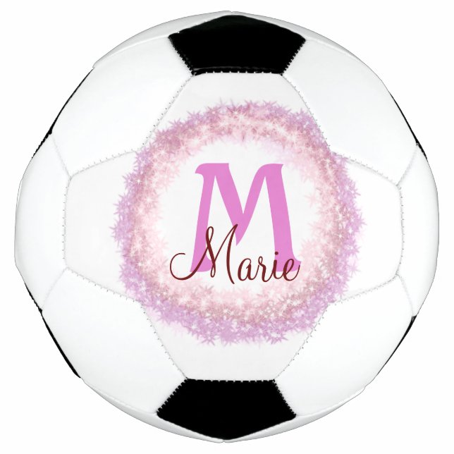 Simple colourful glitter sparkle add name monogram football (Front)