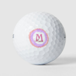 Simple colourful glitter sparkle add name monogram golf balls