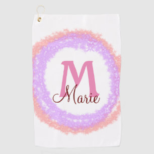 Simple colourful glitter sparkle add name monogram golf towel