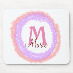 Simple colourful glitter sparkle add name monogram mouse mat
