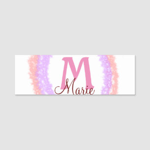 Simple colourful glitter sparkle add name monogram name tag