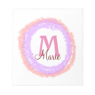 Simple colourful glitter sparkle add name monogram notepad
