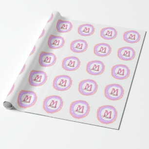Simple colourful glitter sparkle add name monogram wrapping paper
