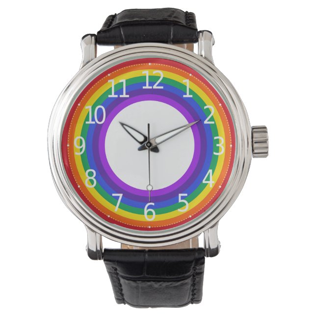 Simple Colourful LGBT Pride Rainbow  Men's Watch (Front)