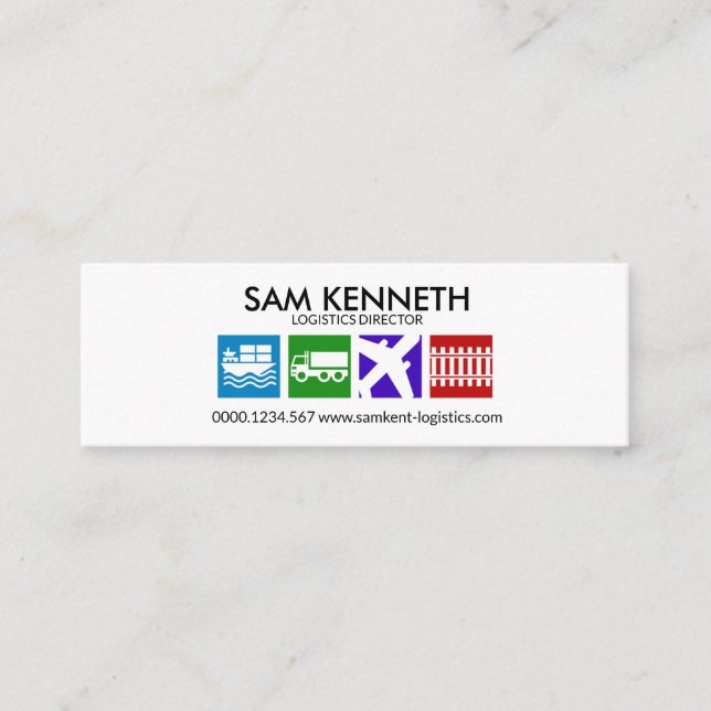 Simple Colourful Logistic Freight Transport Mini Business Card (Front)