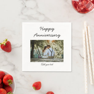 simple colourful minimal happy anniversary photo t napkin