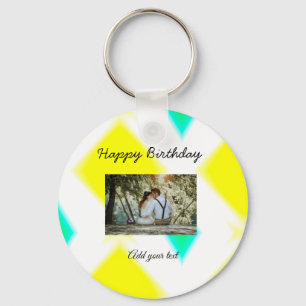 simple colourful minimal happy birthday add your   key ring