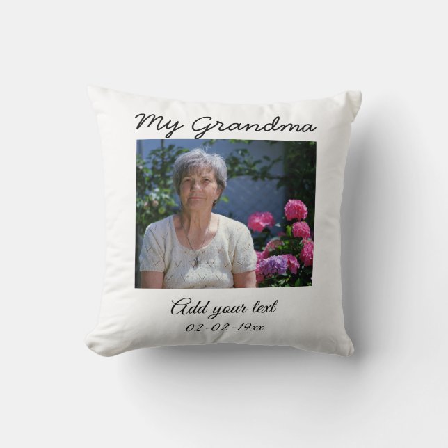 simple colourful minimal photo my grandma text yea cushion (Front)