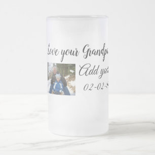 simple colourful minimal photo my grandpa birthday frosted glass beer mug