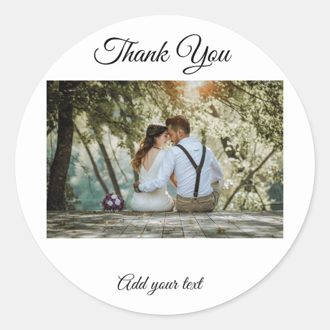 simple colourful minimal thank you add your text c classic round sticker (Front)