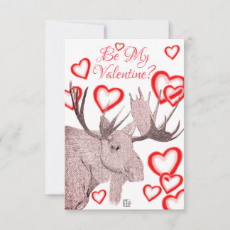 Simple Colourful Moose Text Valentine's Day Card