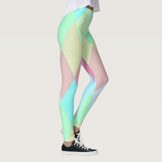 Simple Colourful Pastel Harlequin | Leggings (Right)