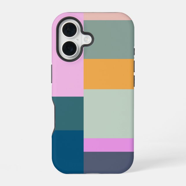 Simple Colourful Patchwork Geometric Shapes Design iPhone 16 Case (Back)