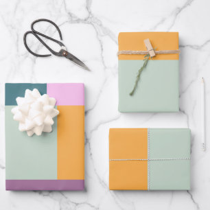 Simple Colourful Patchwork Geometric Shapes Design Wrapping Paper Sheet