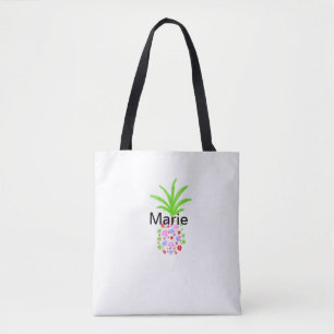 Simple colourful pineapple add name minimal custom tote bag