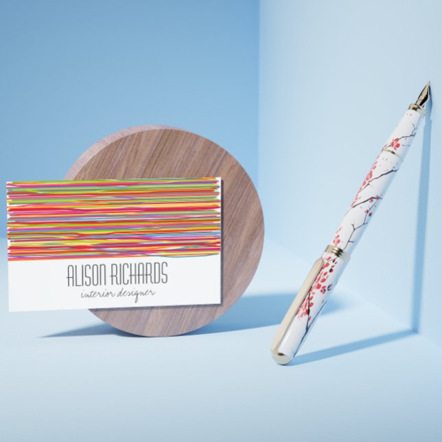 Simple Colourful rainbow stripes interior design Business Card (Creator Uploaded)