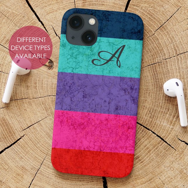 Simple Colourful Stripes pattern Texture Monogram Case-Mate iPhone Case (Creator Uploaded)