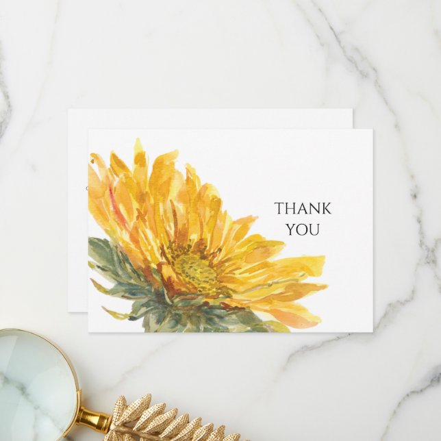 Simple Colourful Sunflower Funeral Thank You Card (Front/Back In Situ)