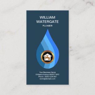 Simple Colourful Water Drop Plumber Business Card