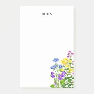 Simple Colourful Watercolor Patch of Wild Flowers Post-it Notes