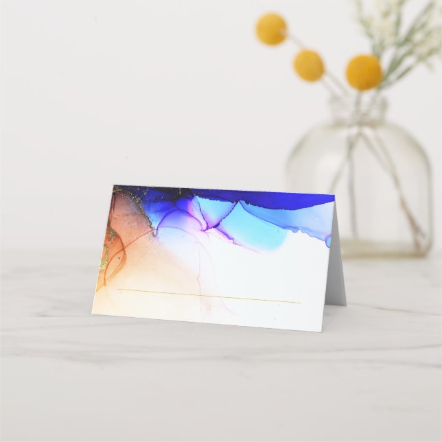 Simple Colourful Wedding  Place Card (Front)