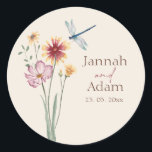 Simple Colourful Wildflower Floral Wedding Classic Round Sticker<br><div class="desc">Simple Colourful Wildflower Floral Wedding Sticker - Minimalist Botanical Elegance with a Whimsical Touch. Celebrate love's bloom with our charming wedding stickers featuring a simple yet vibrant display of colourful wildflowers. The minimalist design captures the essence of natural beauty, allowing the wildflowers to take centre stage in this botanical masterpiece....</div>