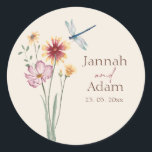 Simple Colourful Wildflower Floral Wedding Classic Round Sticker<br><div class="desc">Simple Colourful Wildflower Floral Wedding Sticker - Minimalist Botanical Elegance with a Whimsical Touch. Celebrate love's bloom with our charming wedding stickers featuring a simple yet vibrant display of colourful wildflowers. The minimalist design captures the essence of natural beauty, allowing the wildflowers to take centre stage in this botanical masterpiece....</div>