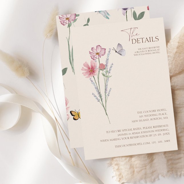 Simple Colourful Wildflower Floral Wedding Details Enclosure Card (Simple Colorful Wildflower Floral Wedding The Details Card)