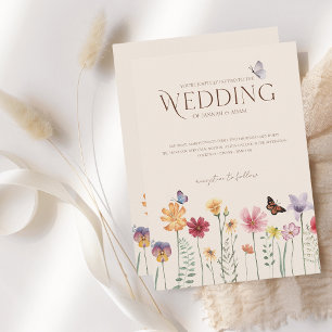 Simple Colourful Wildflower Floral Wedding Invitation